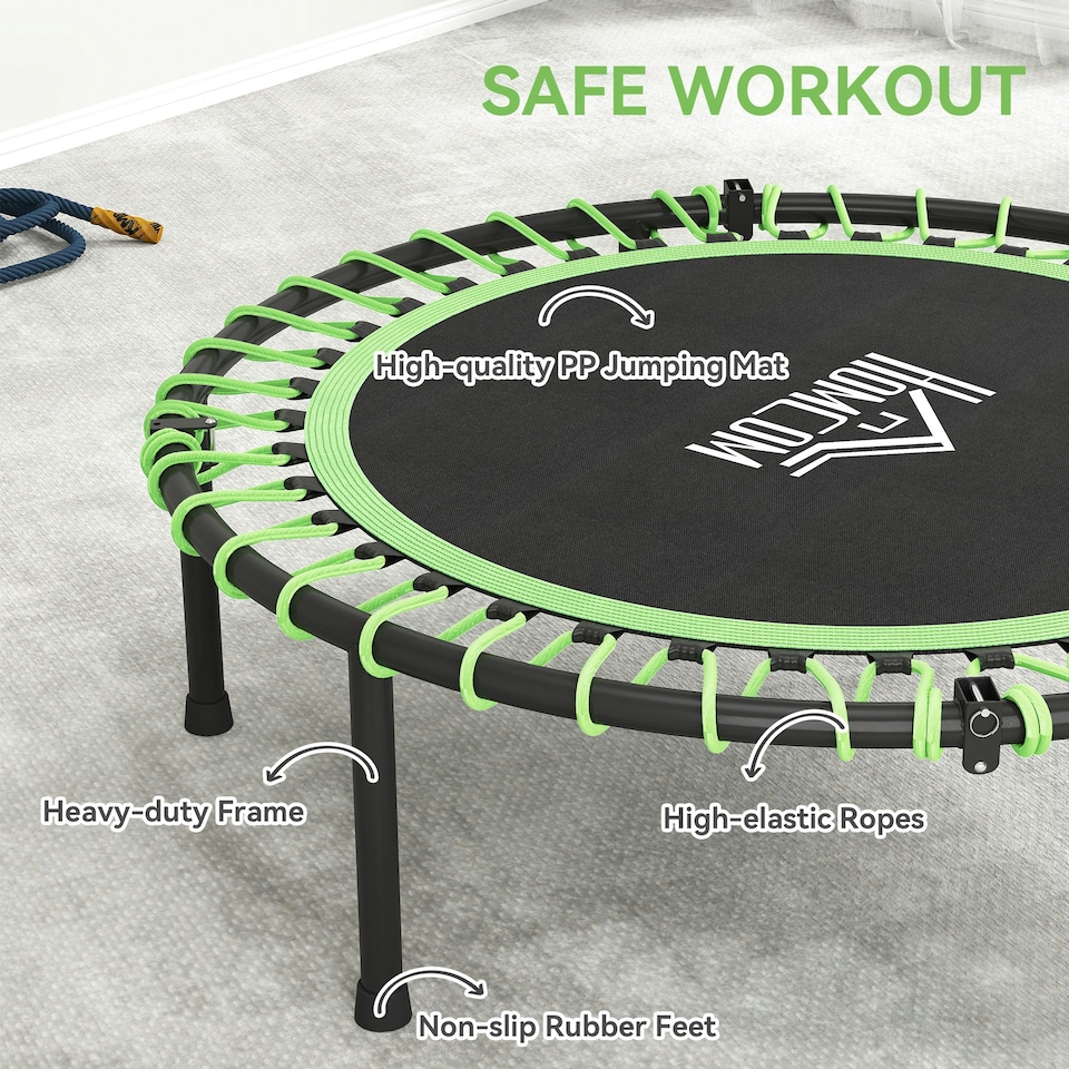 image 1 of HOMCOM Trampoline Outdoor Bouncer Jumper Adjustable Handle, Green