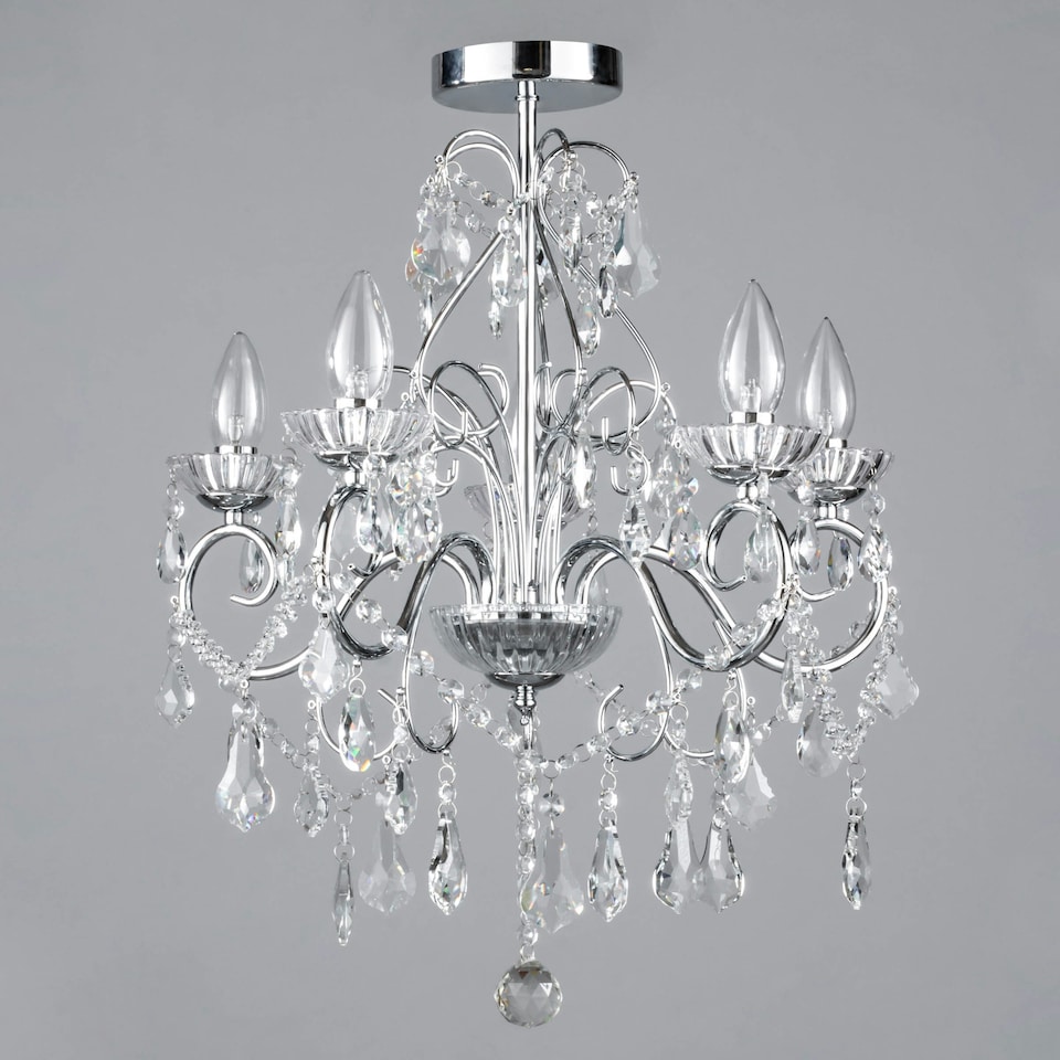 image 1 of BHS Daphne 5 Light Bathroom Chandelier, Chrome Silver | Silver