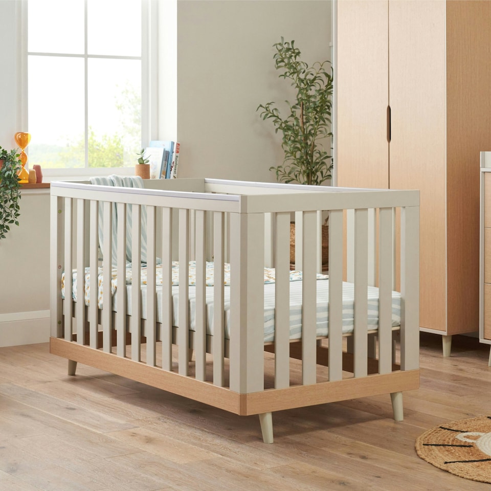 image 1 of Tutti Bambini Hygge Cot Bed - Light Oak/White Sand