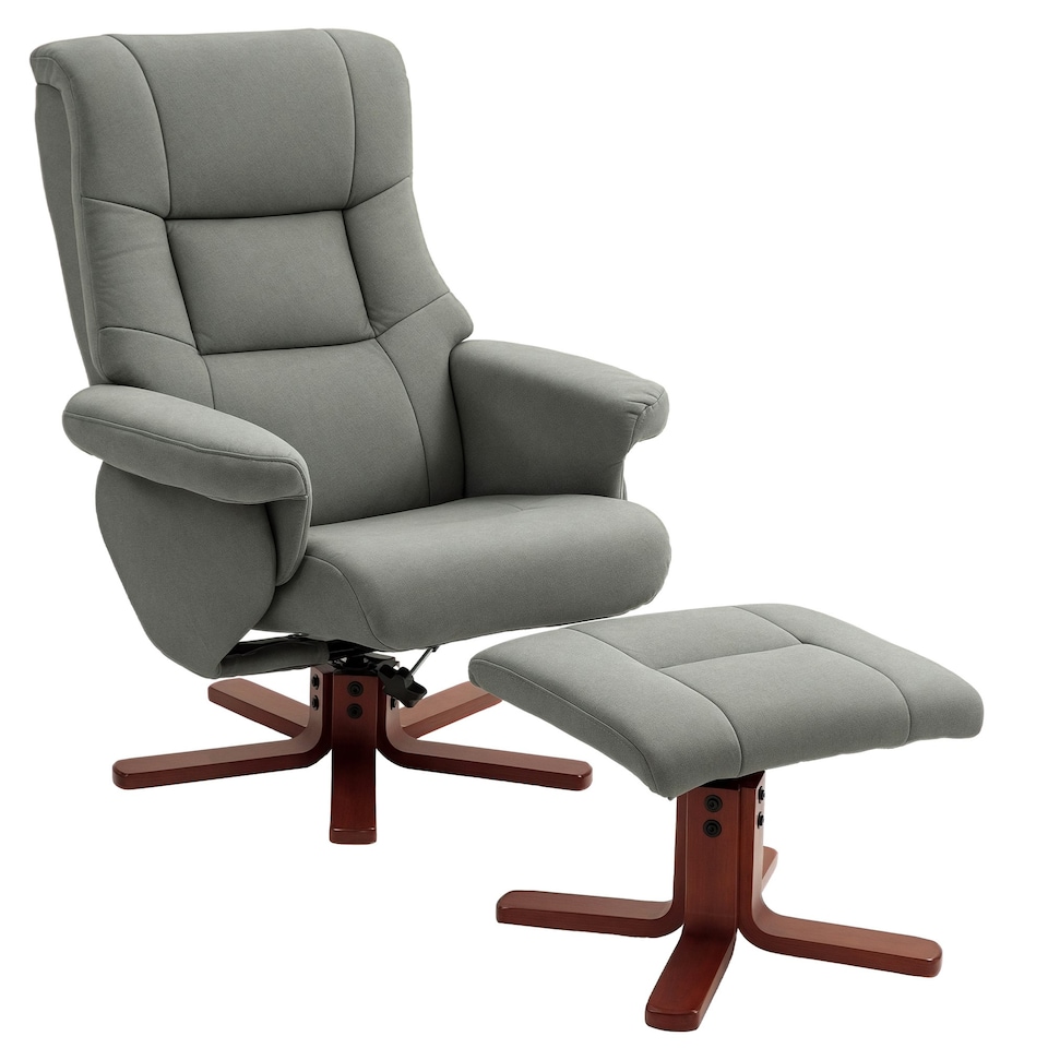 image 1 of HOMCOM Recliner Chair with Footstool, Backrest Adjustable, Armchair, Grey