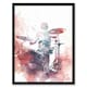 image 1 of Drummer Playing Drum Set Modern Watercolour Black Framed Wall Art Print A4