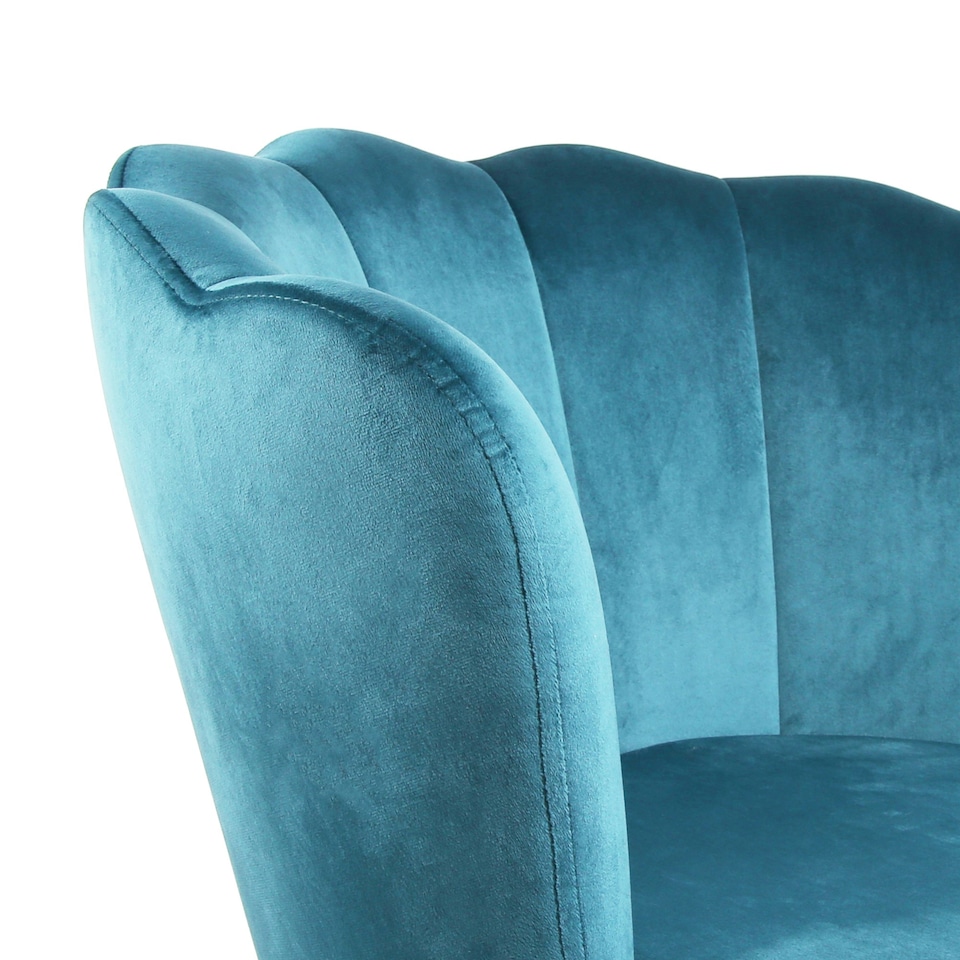 image 1 of FLORA Petal Chair Velvet Upholstered Fabric - Teal Blue | Teal
