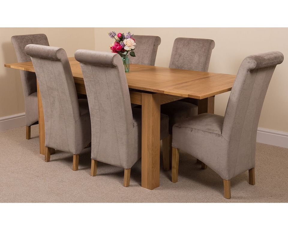 image 1 of Richmond 140-220cm Oak Extending Dining Table & 6 Montana Fabric Chairs | Grey | Grey