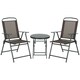 image 1 of Outsunny Patio Bistro Set Folding Chairs & Coffee Table for Balcony, Brown