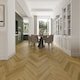 image 3 of Allo LH Golden Oak 8mm SPC Click LVT Flooring Herringbone Wood Effect, For Home & Commercial Use | Brown | Golden | Coverage per Pack: 1.75m² | 1