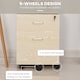 image 7 of Vinsetto 2-Drawer Locking Office Filing Cabinet w  5 Wheels Rolling Storage Hanging A4 Cupboard Home Organisation, Oak Wood Grain