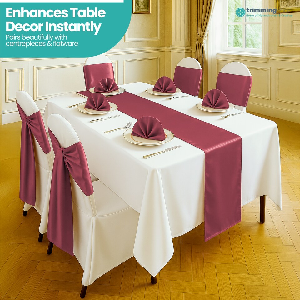 image 1 of Satin Table Runner for Dining Table - 11 x 108 Inch