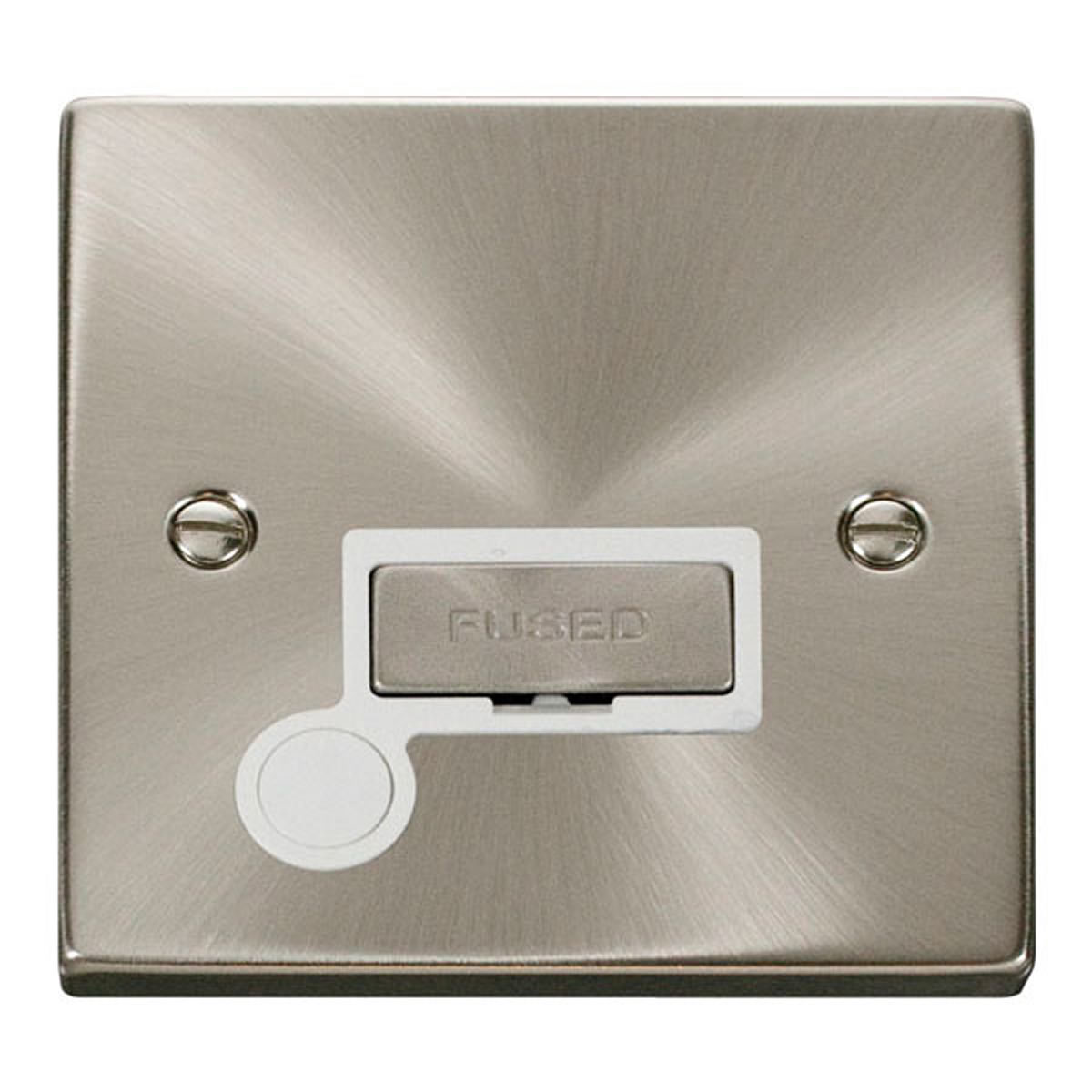 SE Home Satin / Brushed Chrome 13A Fused Ingot Connection Unit With Flex in Metallic Silver