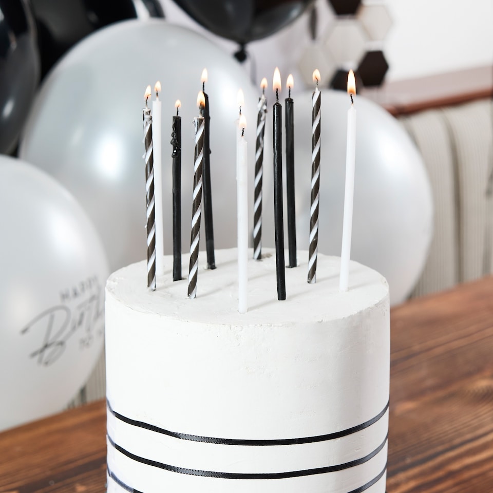 image 1 of Hootyballoo Monochrome Tall Skinny Candles - Pack of 12