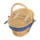 image 2 of Child's Oval Lined Lidded Wicker Picnic Basket with Lining | Blue | Blue | One Size