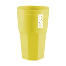 Sunshine Yellow Plastic Reusable Tumbler Cups 400ml - Pack of 2 Yellow