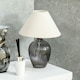image 2 of ValueLights Olivet Pair of Grey Glass Table Lamps with Fabric Tapered Lampshade Bedside Light