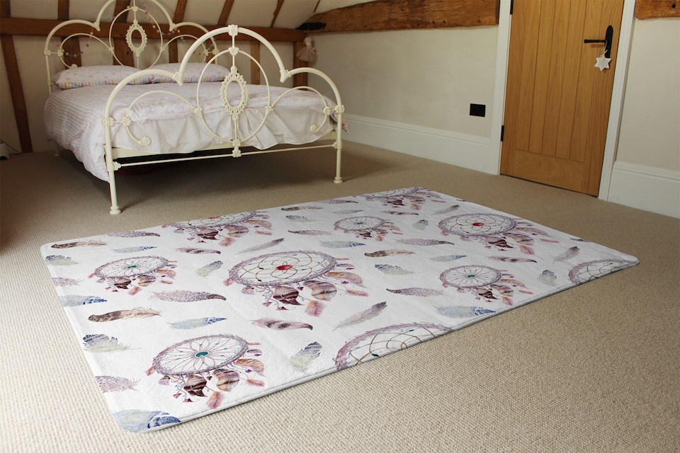 image 1 of Dreamcatcher And Feather Pattern Rug | Multi
