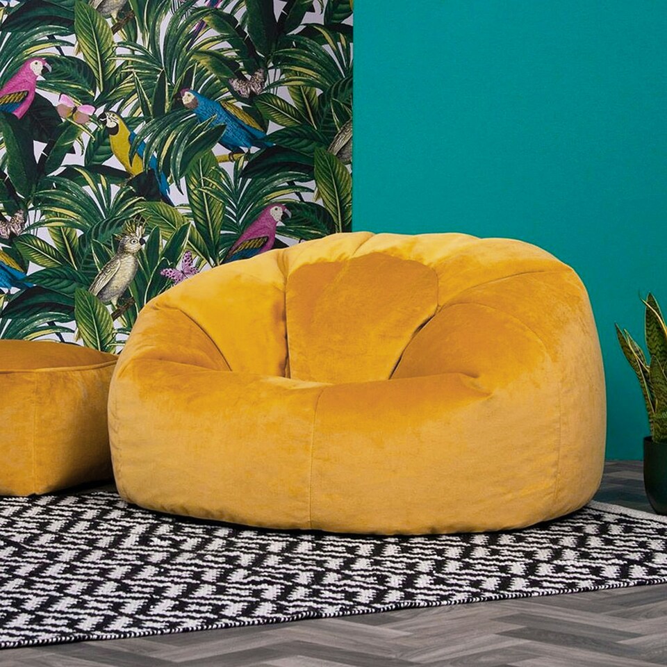 image 1 of icon Aurora Classic Velvet Bean Bag Chair Ochre Yellow Bean Bags Yellow | Yellow