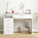 image 7 of HOMCOM Computer Desk, Home Office Desk with Lockable Drawer, Storage Shelf for Study Bedroom, 110 x 50 x 76 cm, White