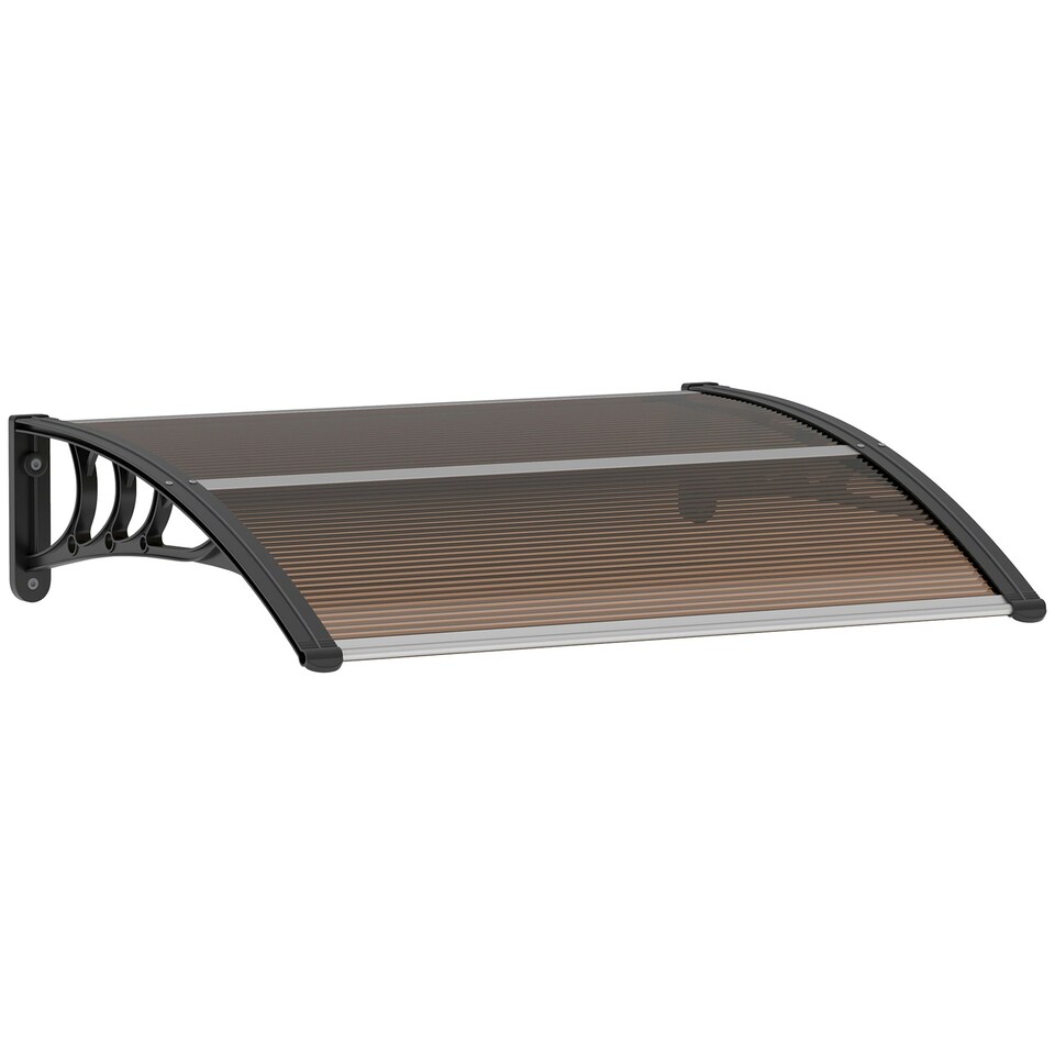 image 1 of Outsunny Outdoor Window Door Canopy Fixed Awning Porch UV Water Cover Brown Brown | Brown