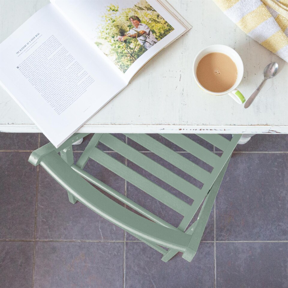 image 1 of Harbour Housewares Beech Wood Folding Chairs - Sage Green - Pack of 2 | Green | Sage Green