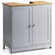 image 1 of Christow Bathroom Under Sink Cabinet Grey Bamboo Wooden Storage Cupboard Unit