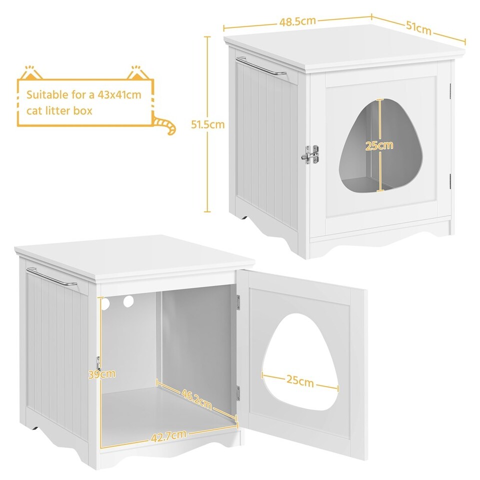 image 1 of Yaheetech Wooden Enclosed Litter Box White | One Size