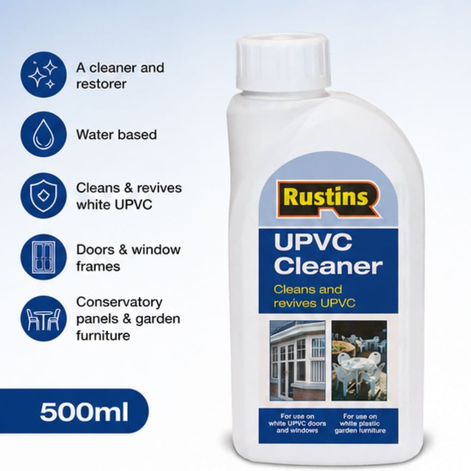 image 1 of Rustins UPVC Cleaner 500ml Removes Stubborn Stains Restores Shine