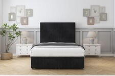 Sloomy Harrington Black Naples Ottoman Bed With Mattress With 54" Floor Standing Headboard 6' Super King