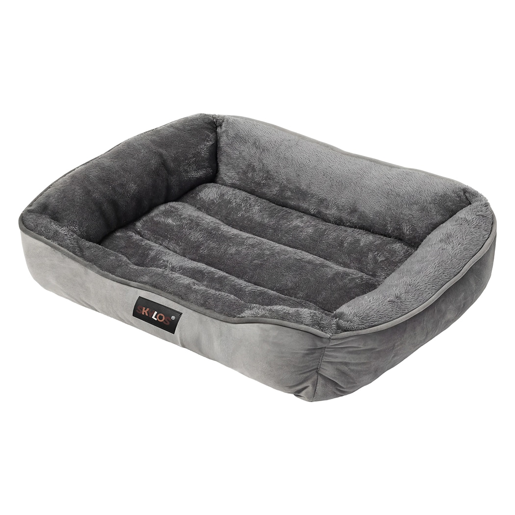Skylos Orthopedic Dog Bed Large Soft Arctic Velvet Pet Bed Mattress Anti-Slip | Grey | XL | XL