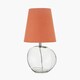 image 2 of Transparent Glass Table Lamp with Terracotta Shade | Clear | Clear | 1