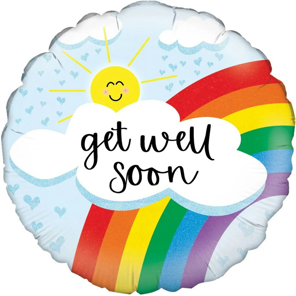 Oaktree Get Well Soon Rainbow Foil Balloon - Multicoloured - One Size