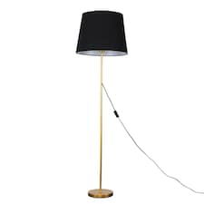 ValueLights Charlie Gold Floor Lamp Black Taper Shade and Bulb