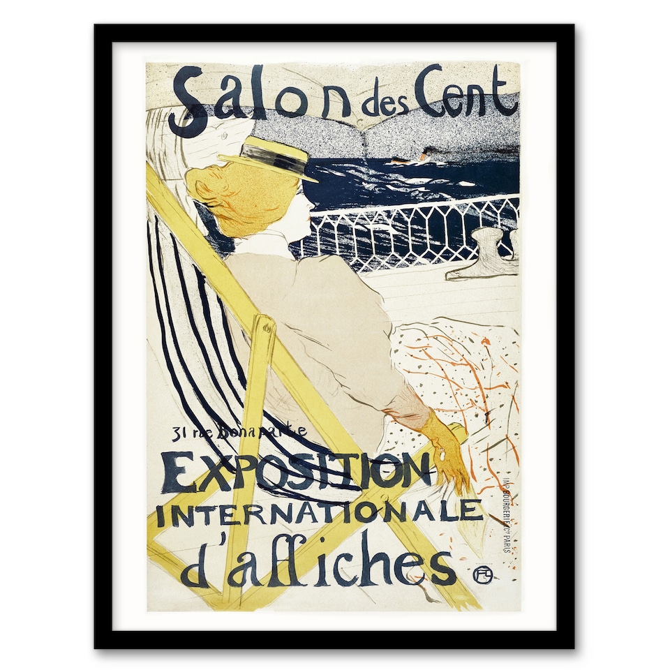 image 1 of Salon des Cent Exhibition Advert Framed Wall Art Print Toulouse Lautrec 12x16"