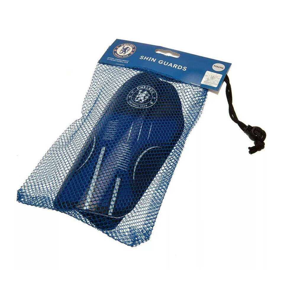 image 1 of Chelsea FC Childrens/Kids Team Slip-In Shin Guards - Blue/White - 10-11 Years