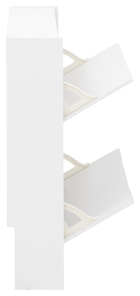 image 1 of Narrow High Gloss 2 Tier Shoe Cabinet | White | White
