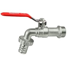 1inch BSP Garden Tap Water Lever Type Valve Red Handle With Hose Plug | Chrome
