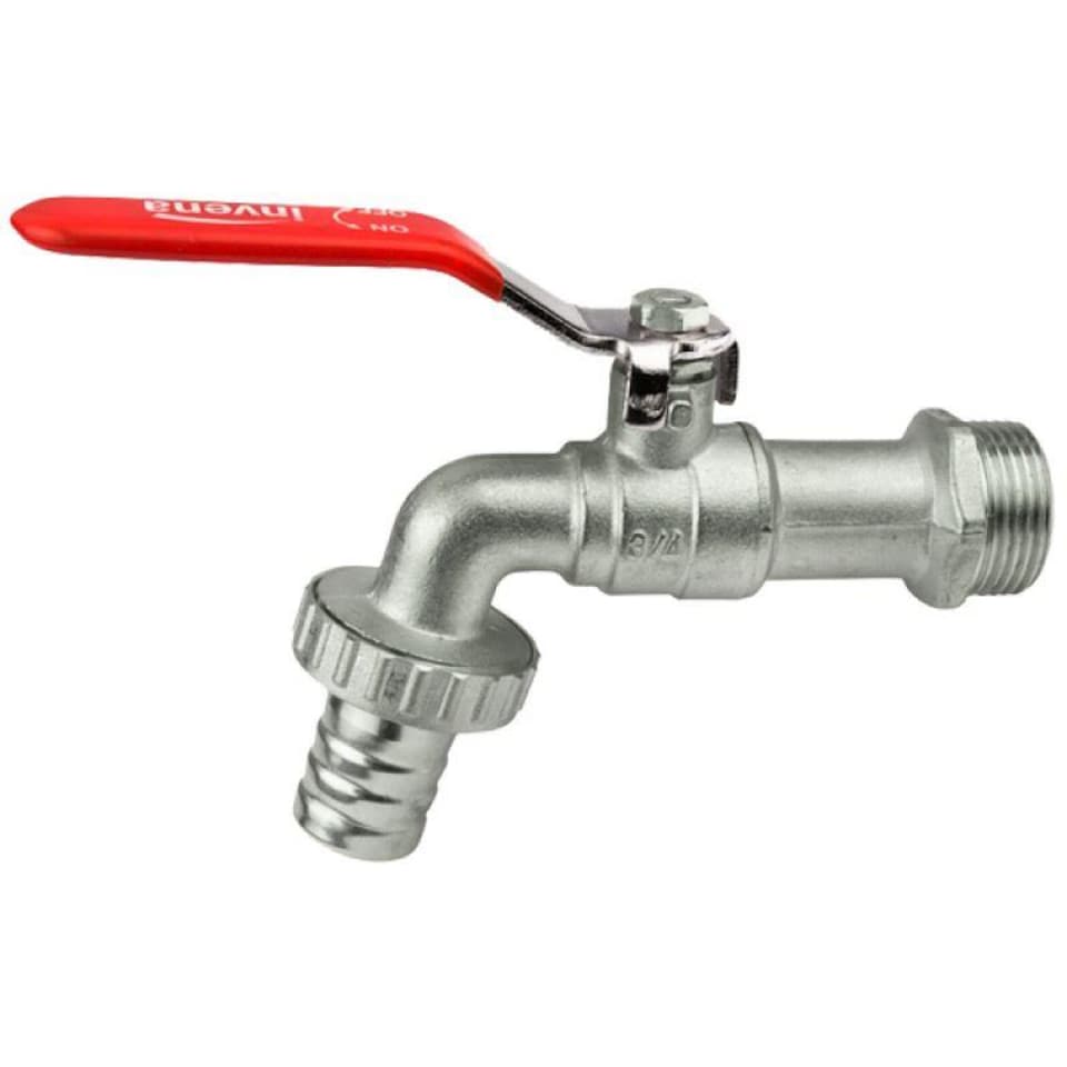 image 1 of 1inch BSP Garden Tap Water Lever Type Valve Red Handle With Hose Plug | Chrome