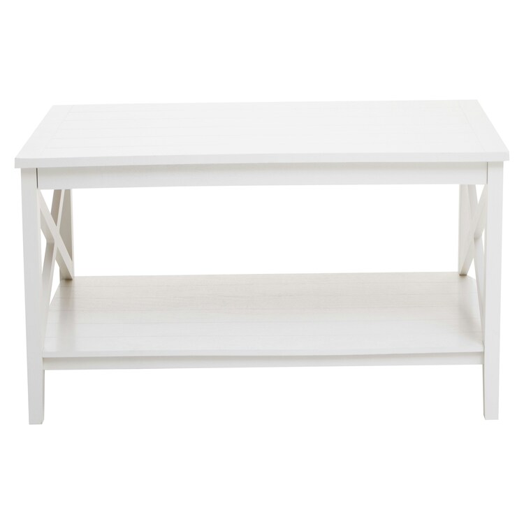 Interiors By Premier Ivory Coffee Table, Wood Table For Coffee And Outdoor With Bottom Shelf, Pine Wood & Mdf Tea Table White
