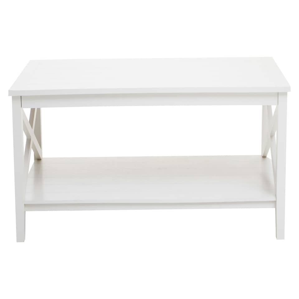 image 1 of Interiors by Premier Ivory Coffee Table, Wood Table for Coffee and Outdoor with Bottom Shelf, Pine Wood & MDF Tea Table White