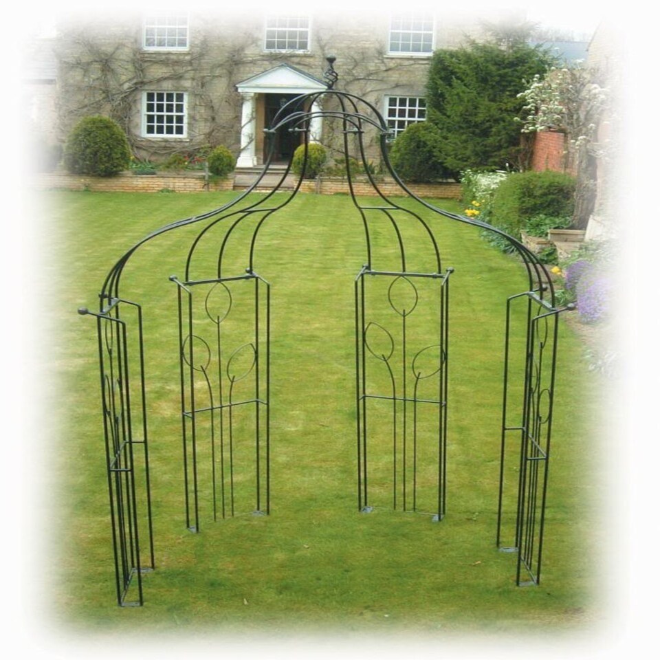 Imperial Bower (Inc Ground Spikes) Garden Gazebo - Solid Steel - L89 x W177.7 x H304.8 cm - Black
