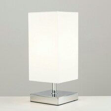 ValueLights Square Polished Chrome Touch Table Lamp with a White Shade - Complete with a 5w LED Dimmable Bulb 3000K Warm White