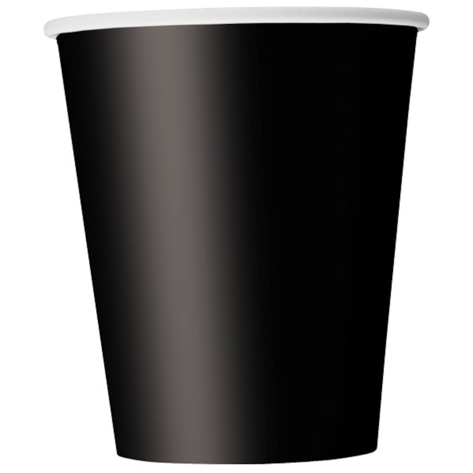 Pack of 14 Solid Black 9oz Paper Cups