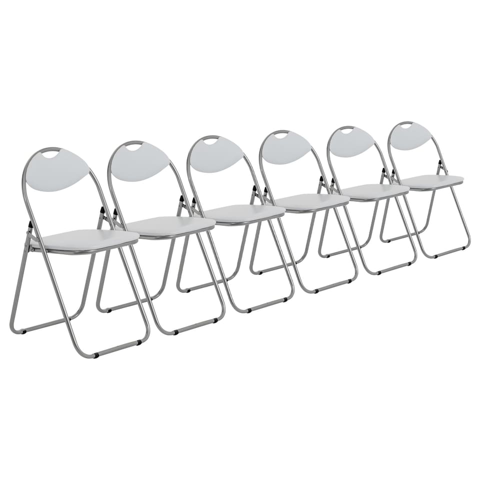 image 1 of Harbour Housewares Padded Folding Chairs - 44cm - White/Silver - Pack of 6 | White | White