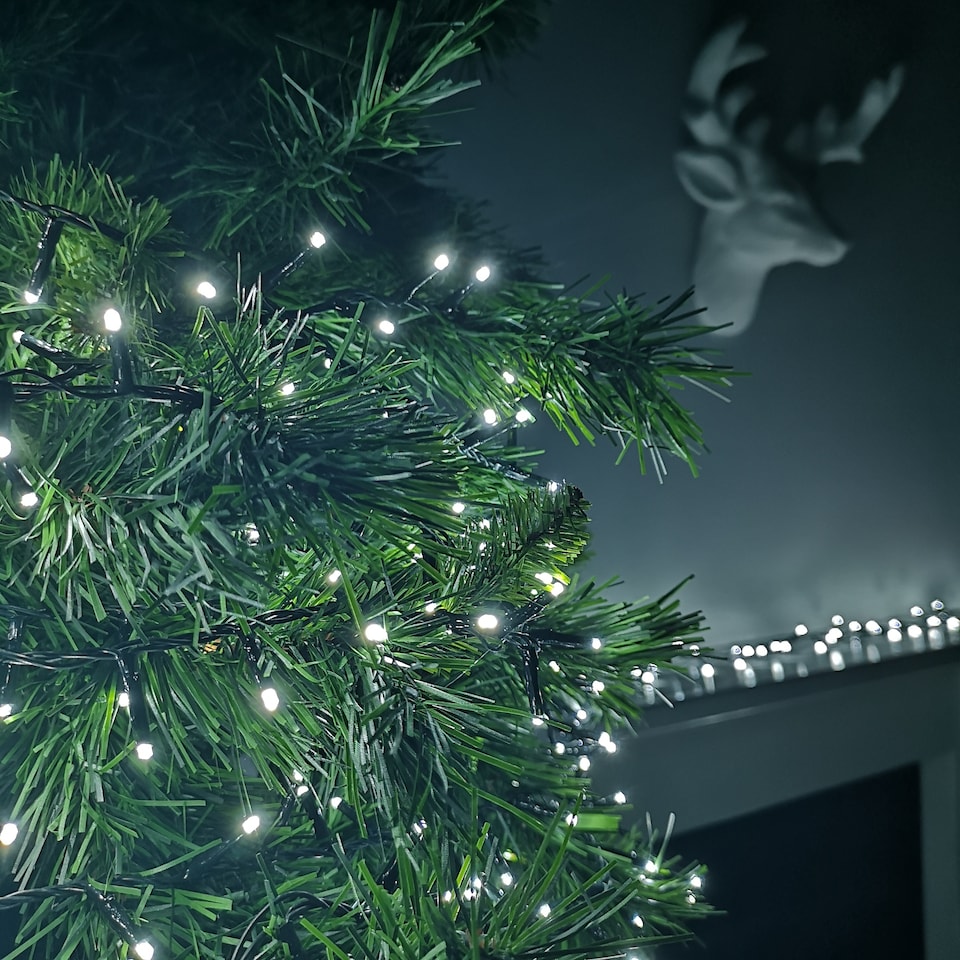 image 1 of 1500 LED 37.5m Indoor Outdoor Christmas Multi Function Mains Operated String Lights with Timer in Cool White