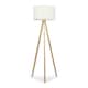 image 4 of ValueLights Barbro Wood Tripod Floor Lamp Cream Boucle Shade & Bulb