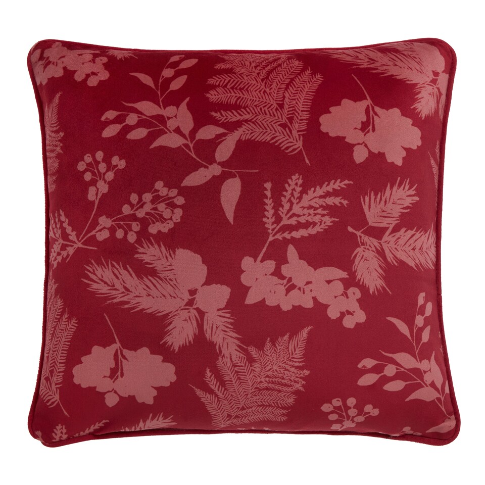 image 1 of D & D Winter Sprigs Filled Cushion Green