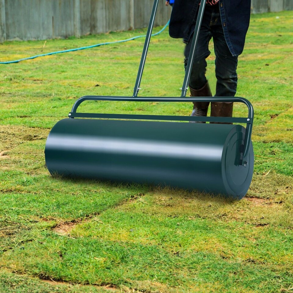 image 1 of COSTWAY 48L Steel Garden Lawn Roller Water Sand Filled