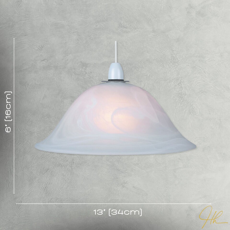 image 1 of White Alabaster Glass Easy Fit Pendant Shade or Floor Lamp Shade | White | White | 1