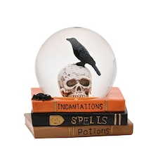 Widdop Gifts Skull and Crow on Spell Books Halloween Globe