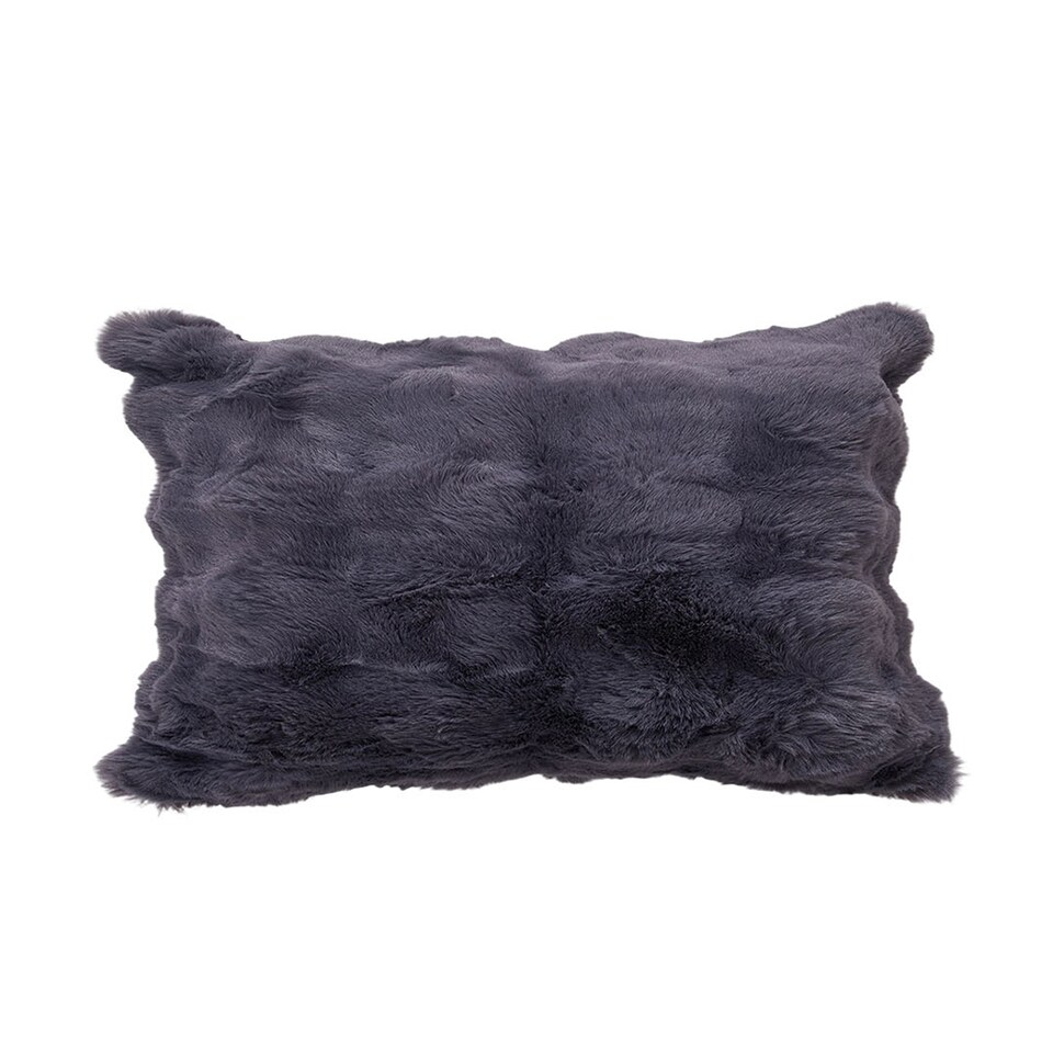 image 1 of Living and Home Plush Throw Pillow Cover Pillowcase, Dark Grey-50x30cm | Grey | Dark Grey