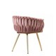 image 3 of Set of 2 Roma Knot Velvet Armchairs with Gold Metal Legs, Modern Tufted Design for Living Room | Pink