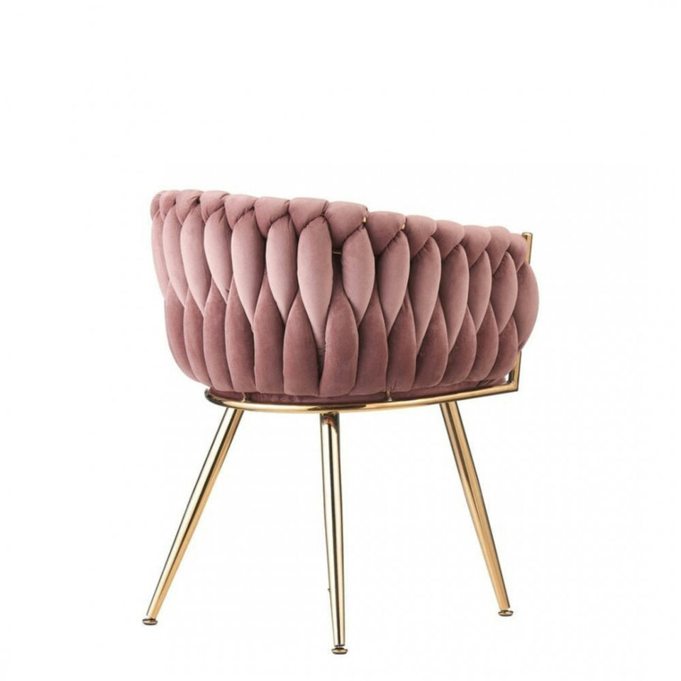 image 1 of Set of 2 Roma Knot Velvet Armchairs with Gold Metal Legs, Modern Tufted Design for Living Room | Pink