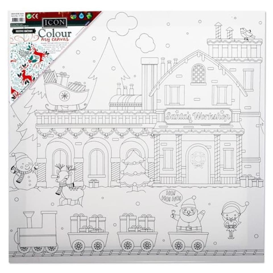 image 1 of Colour My Christmas Edition Santa's Workshop Design Canvas 300 x 300mm by Icon Art